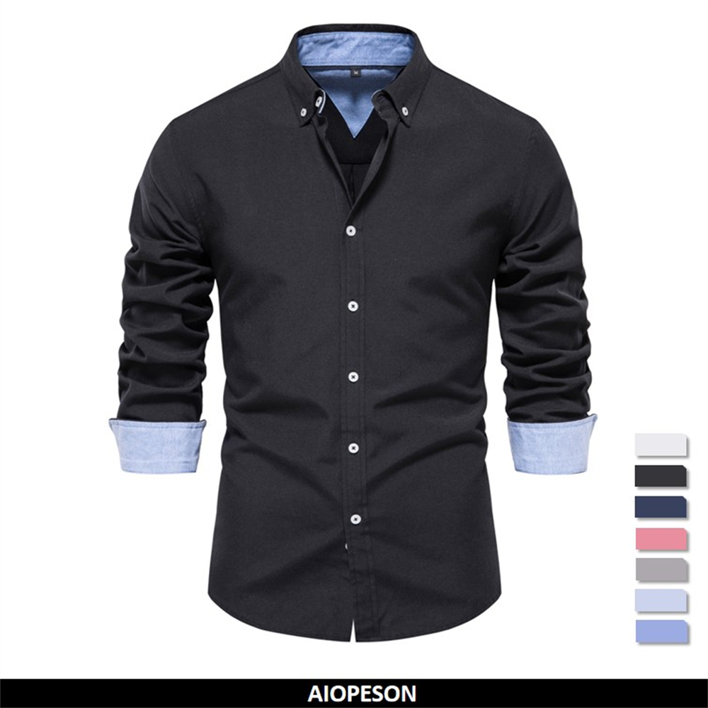 Oxford Cotton Casual Shirt Business - AIOPESON 2023 yeni sonbahar pamuk erkek