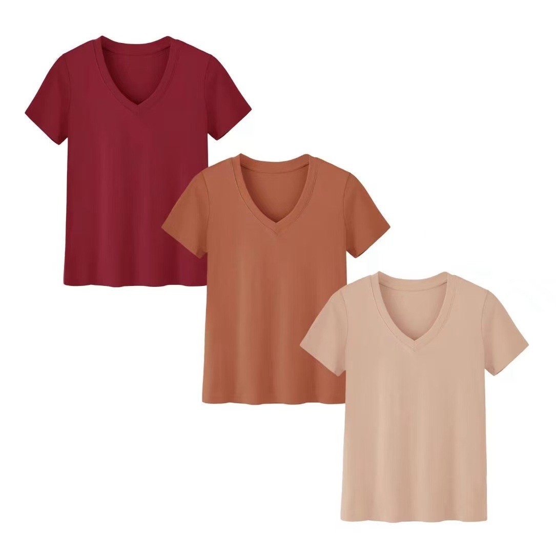 T-Shirts - Kadın Günlük Yüksek Yaka Kısa Kollu