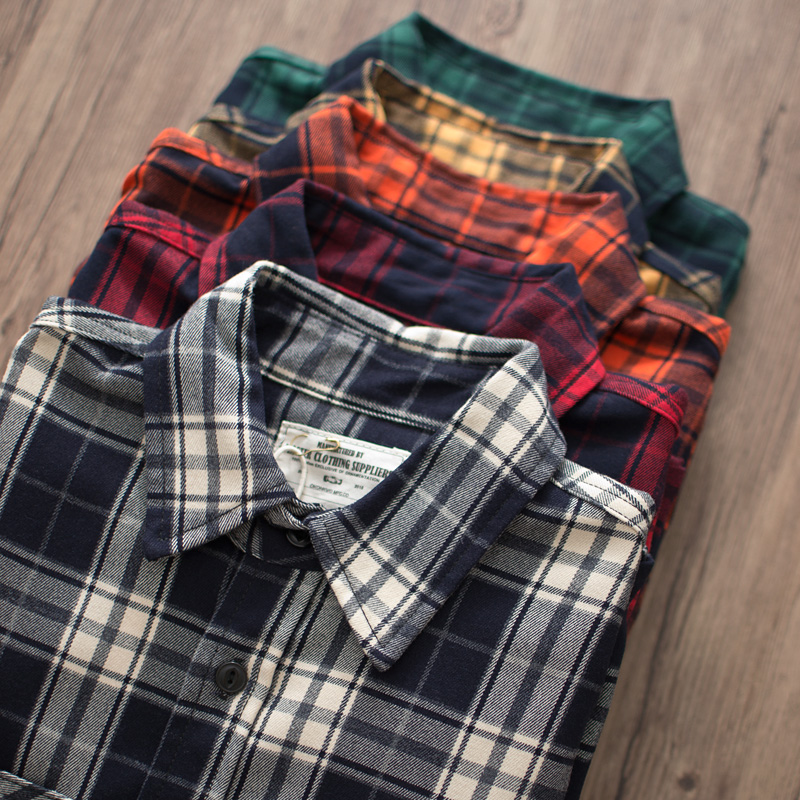 Flannel Plaid Shirt Heavy Weight - Sonbahar Yeni Amerikan Retro 300g Ağır