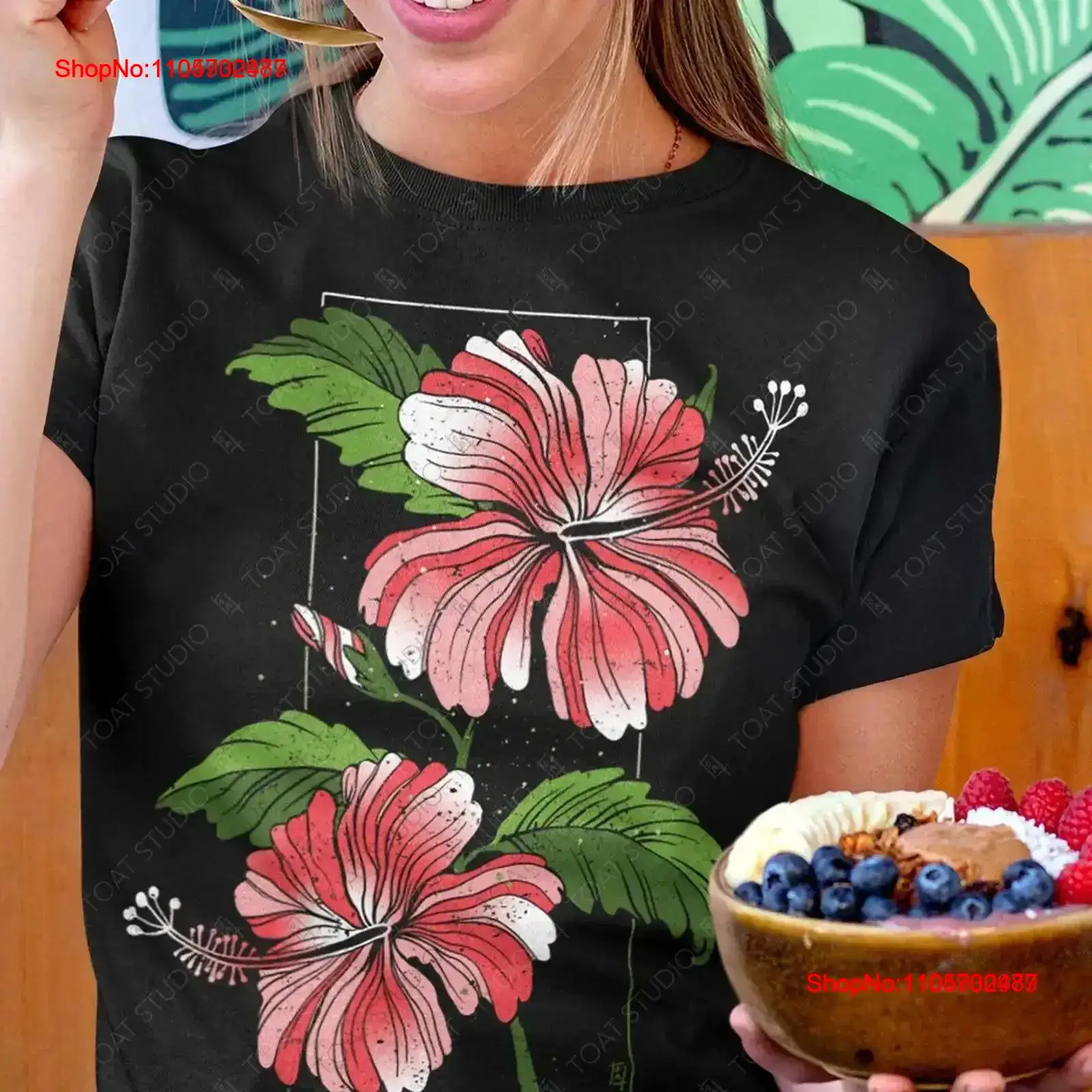 Vintage Hawaiian Floral Shirt - Hibiscus Çiçek Tişörtü Çiçekli Botanik Doğa