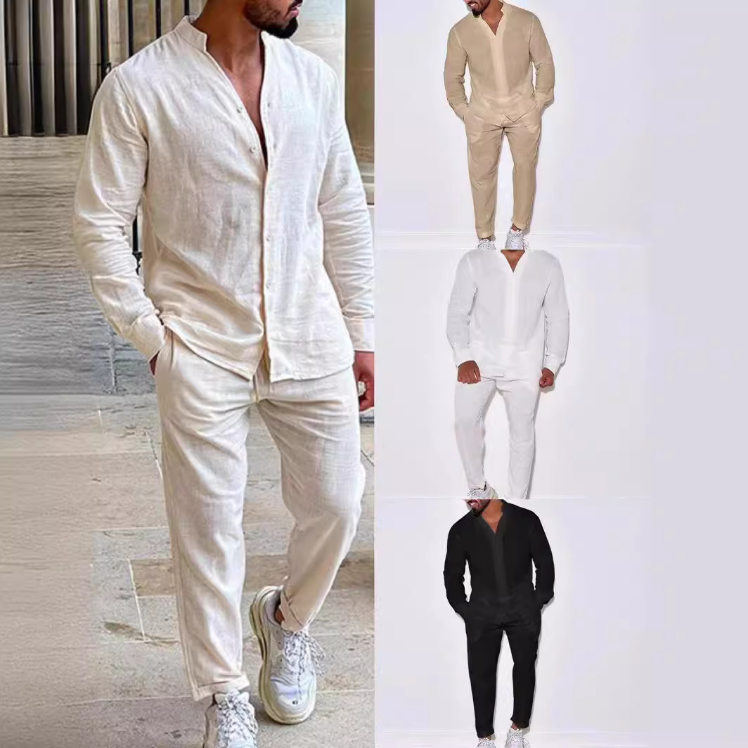 Erkek setleri keten bahar sonb - Mens Linen Shirt Long Sleeve incelemesi ve fiyatı