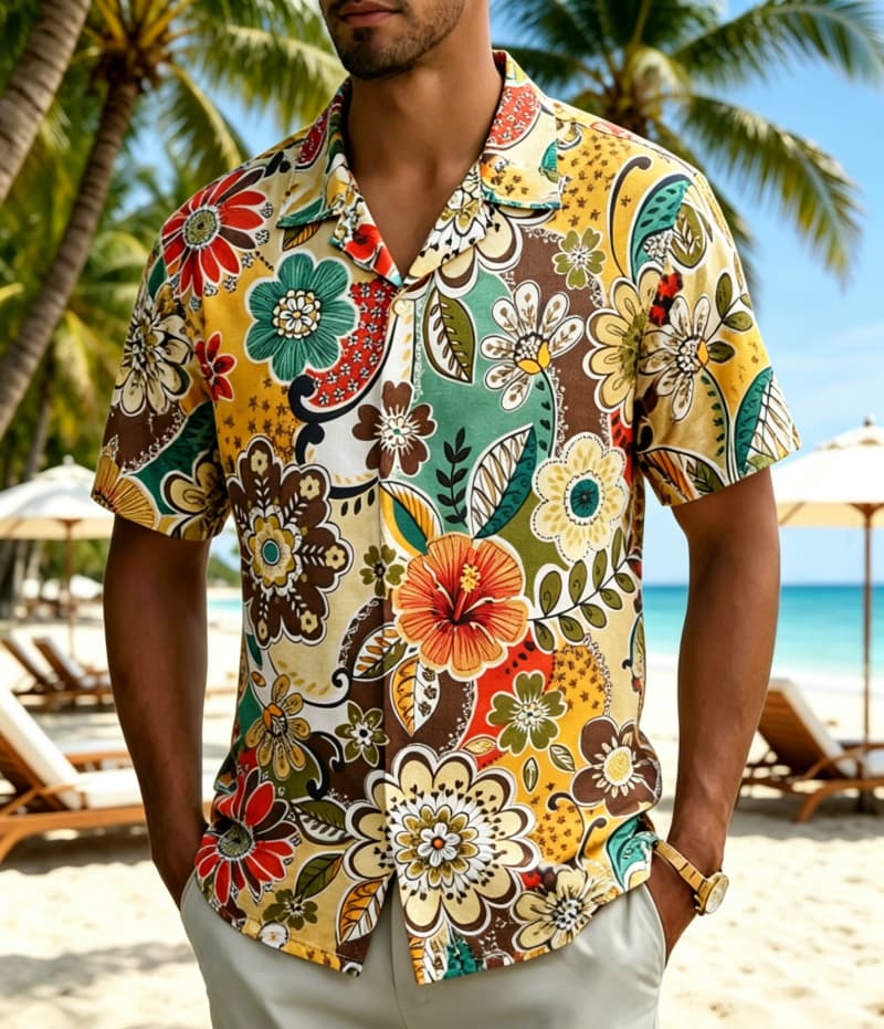 Erkek Vintage Boho Tropikal Çi - Vintage Hawaiian Floral Shirt incelemesi ve fiyatı