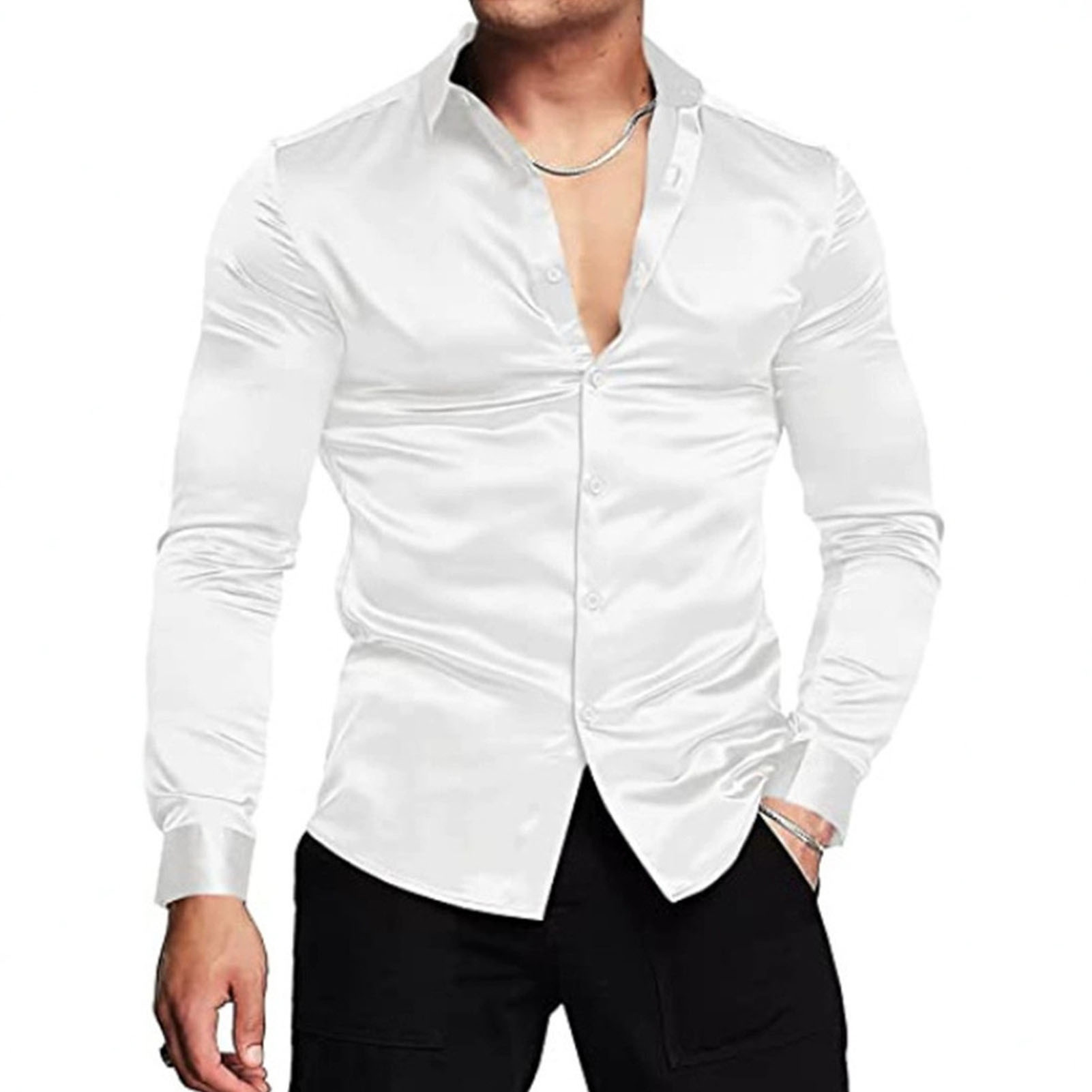 İlkbahar Sonbahar İpek Saten G - Mens Satin Silk Dress Shirt incelemesi ve fiyatı