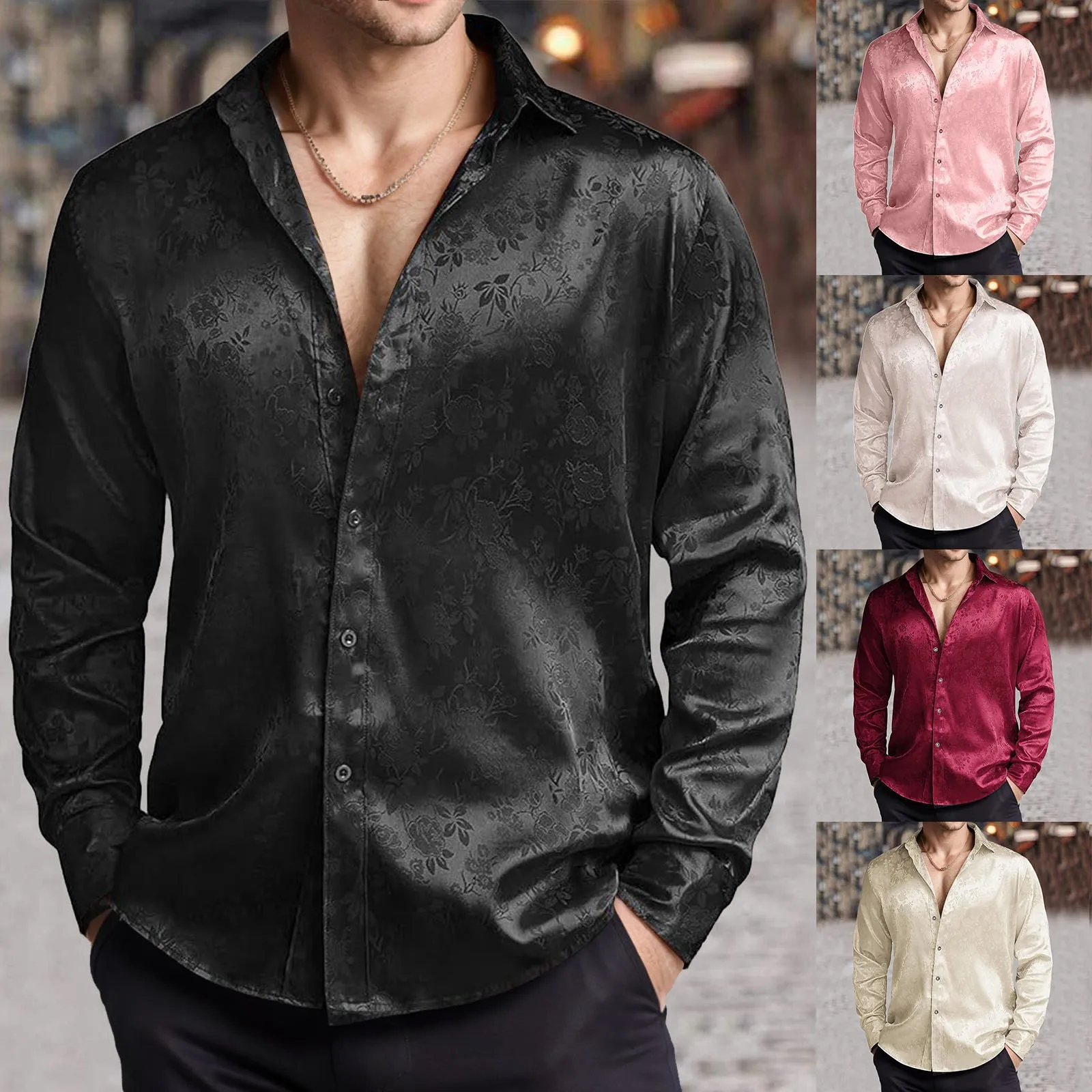 Erkek Taklit Ipek Saten Elbise - Mens Satin Silk Dress Shirt incelemesi ve fiyatı