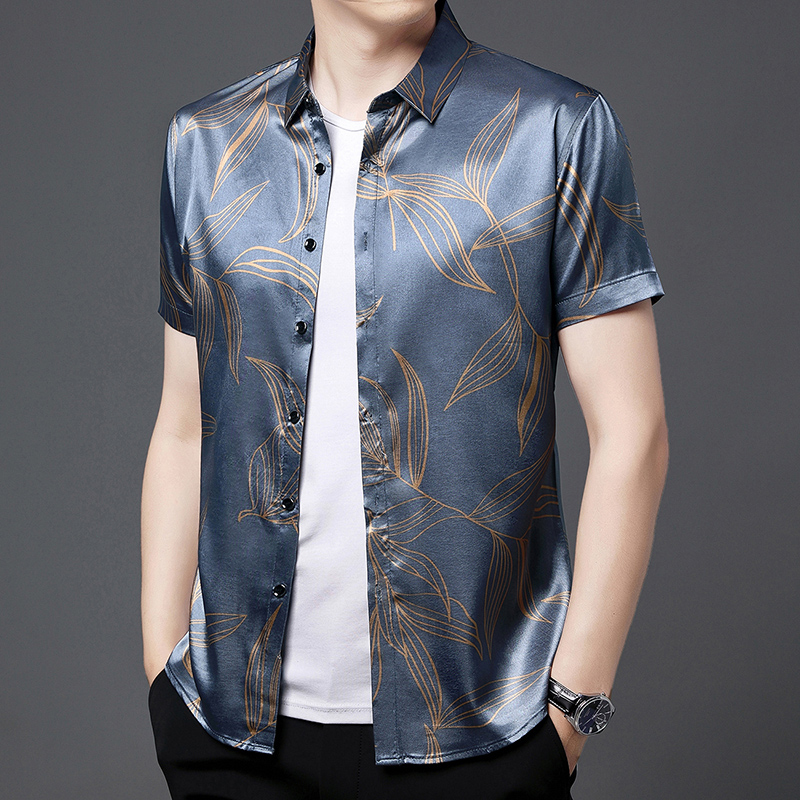 Erkek çiçekler ipek Shirt kısa - Mens Satin Silk Dress Shirt incelemesi ve fiyatı