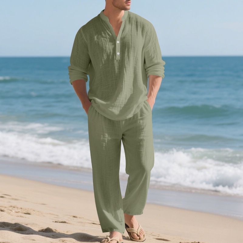 Keten Sonbahar Yeni Erkek Takı - Mens Linen Shirt Long Sleeve incelemesi ve fiyatı